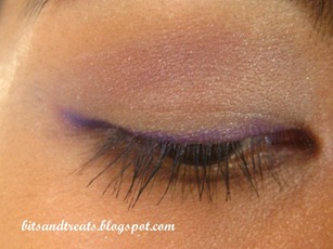 eotd purple nichido eye liner with face shop eye shadow, by bitsandtreats