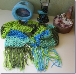 stitchesbyjulie green and blue seascape accent scarf