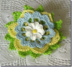 jnoriginals spring graden crochet thread flower brooch