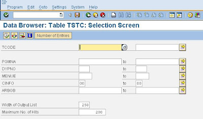 Transakcja SE11 tabela TSTC