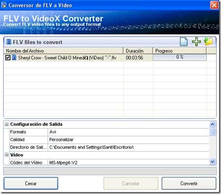 Consola de FLV a AVI de Free FLV Converter Consola de FLV a AVI de Free FLV Converter