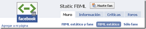 Static FBML de Facebook