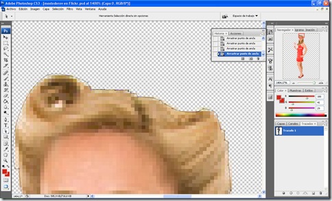 Ejemplo de trazado de recorte realizado en Photoshop para usar en Quark