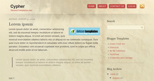 cypher-grunge-paper-blogger-template-wordpress-converted