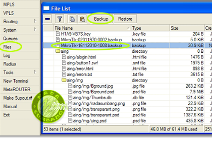 Cara Backup dan Restore konfigurasi Mikrotik 
