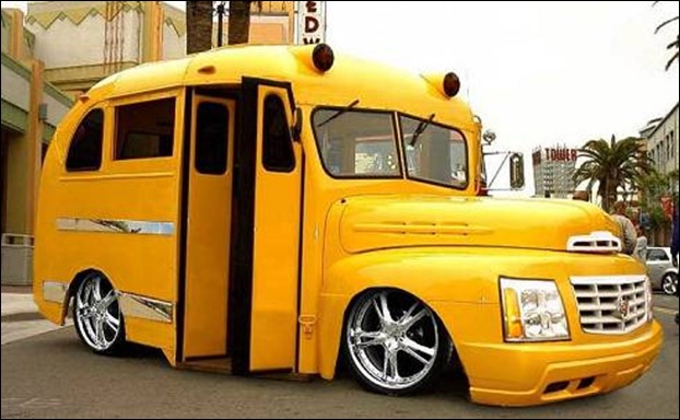 strange yellow school buses