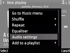 audio settings in E71 for media player