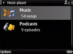 Screenshot of Music Player on E71
