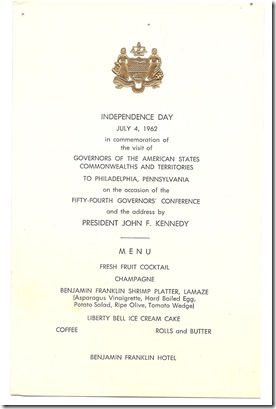independence menu 1962