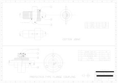 Third Year Mechanical Engineering AutoCAD drawing - Cotter Joint & Protected Flange Coupling Assembly