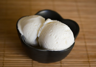 photo of two scoops of coconut ice cream in a bowl