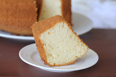 photo of a slice of vanilla chiffon cake