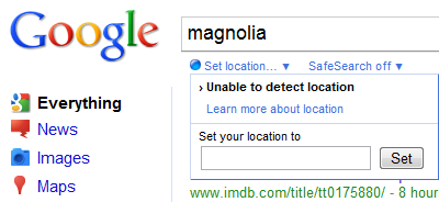 Google search Set your location