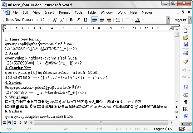 Word display all fonts with macro