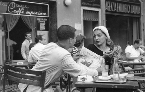 Flirting at the cafe - florence 1951