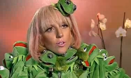 Lady GaGa German Interview Kermit The Frog Outfit picture photo