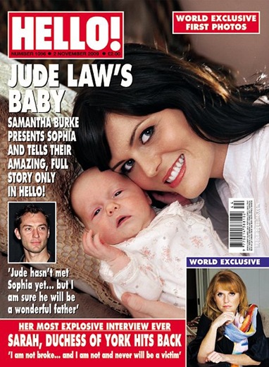 Jude Law Samantha Burke newborn baby Sophia Lee photo on Hello Magazine