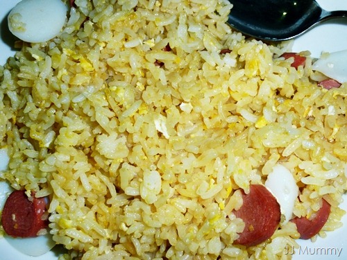 Fried Rice with hotdog and fishball