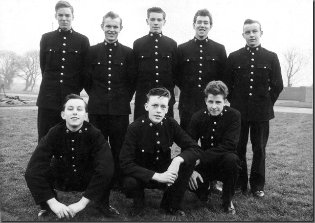 Photo of cadets taken at rear of Police H.Q. at Aycliffe.



Top row: -        Mike Chambers, Mike French, Keith Tweddle, Barry Rutherford, Peter Reay.



Bottom row: - Tony Docherty, Dave Gill, Colin Harrison.



(Photo courtesy of Mike Chambers)