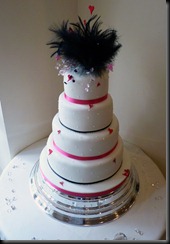4 tier Hearts and Feather wedding cake