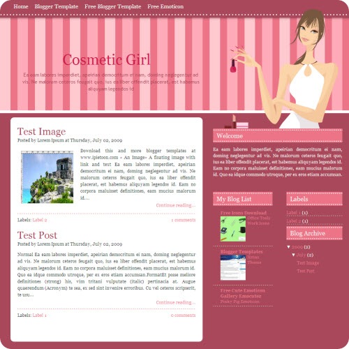 cosmetic-girl-blogger-template