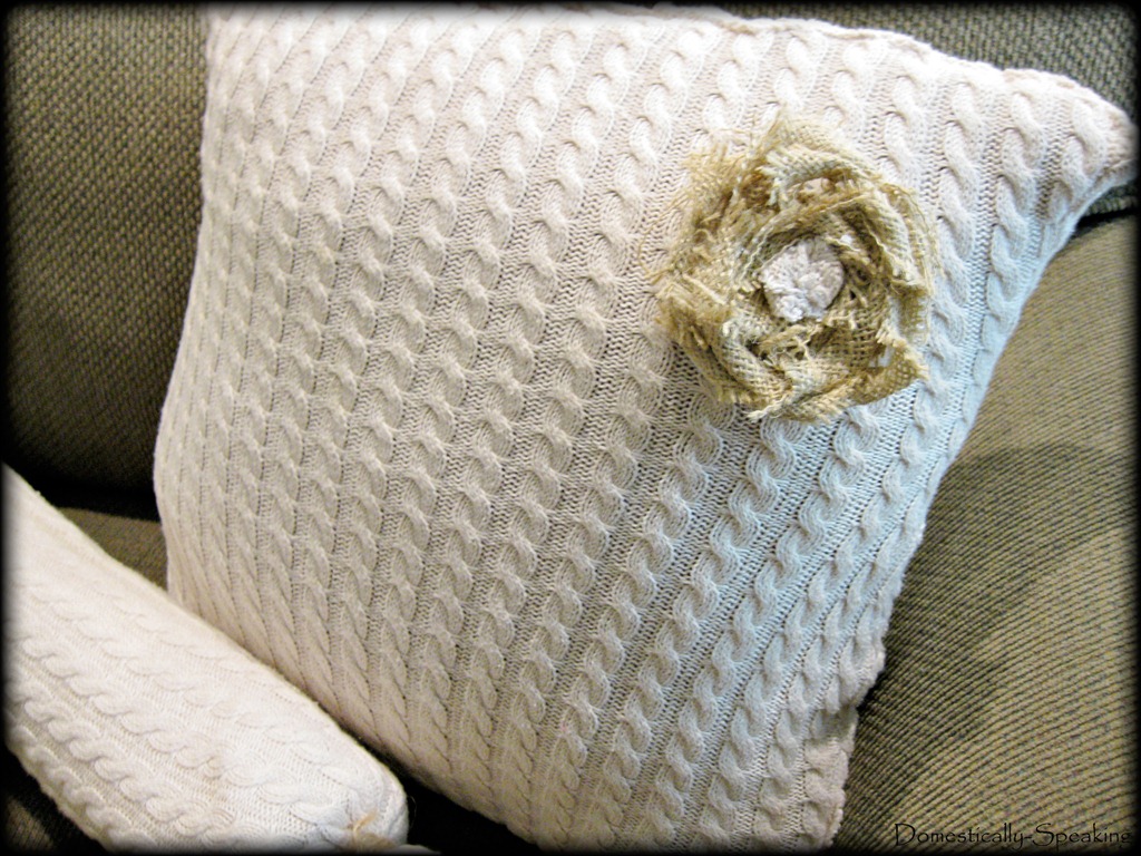 Sweater turned pillows