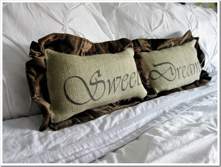 Sweet Dreams Burlap Velvet Pillows Domestically Speaking