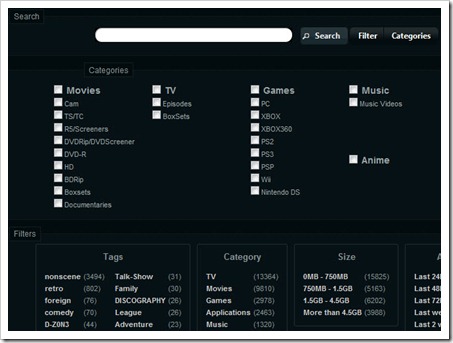 TorrentLeech Filters and categories