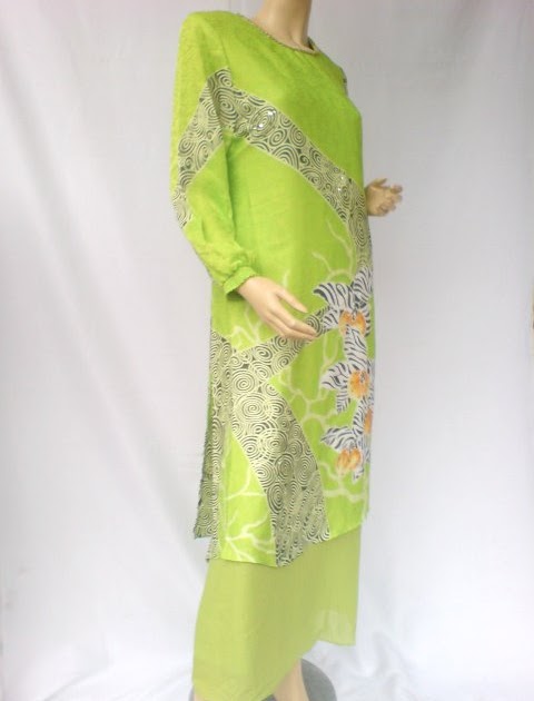 CA020: Batik Abaya Long dress Jubah style baju kurung GREEN 46XL ...