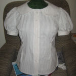 White and Beige Striped Shirt