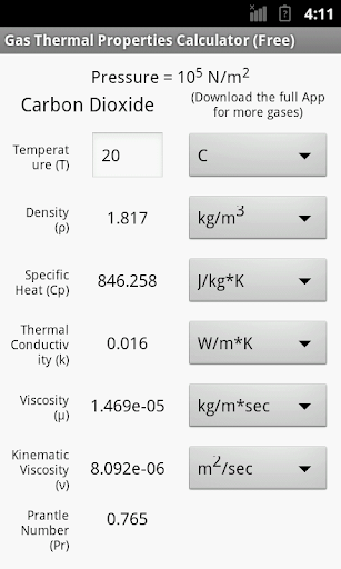 Gas Thermal Properties Free