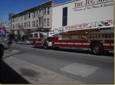 Photo of the fire engine that passed by Reyna blowing its horn.