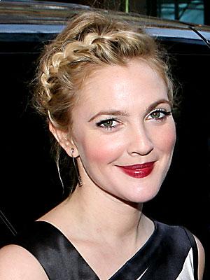 Drew Barrymore in French braids a great back to school hairstyle