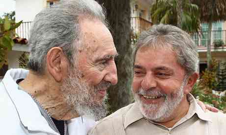 Brazilian President Luiz Inacio Lula da Silva with Cuban personality Fidel Castro in Havana