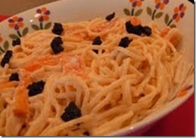 spagettis salmon caviar