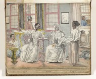 Theevisite in een Europees huis in Batavia