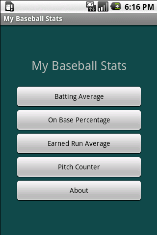 Android application My Baseball Stats Calculator screenshort