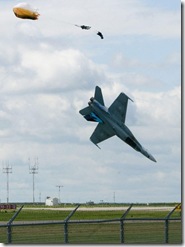 Capt Brian Bews ejects from his CF-18 just moments before it crashes. Practice in Lethbridge for 2010 Alberta International Air Show.