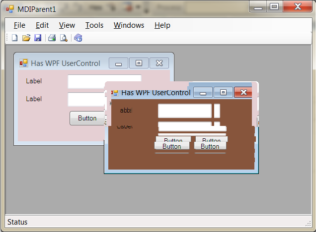 How to avoid visual artifacts when hosting WPF user controls within a WinForms MDI app?