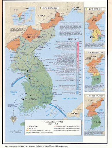 Mapa - El Movimiento de los Frentes de la Guerra de Corea