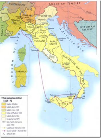 Mapa de la Unificació Italiana