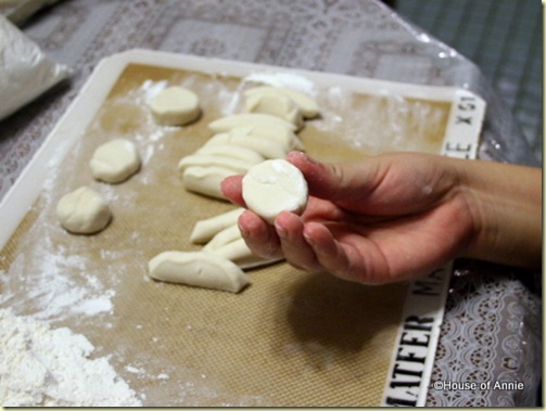 homemade dumpling dough cut