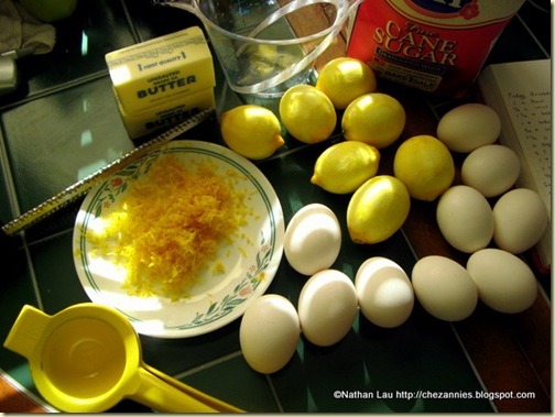 Lemon Zest, Eggs, Butter and Sugar for Homemade Lemon Curd