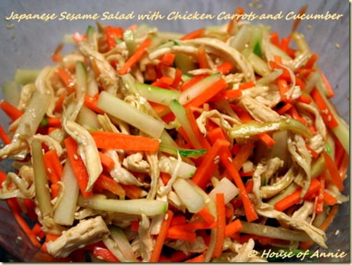 Japanese Sesame Salad with Chicken Carrots and Cucumbers