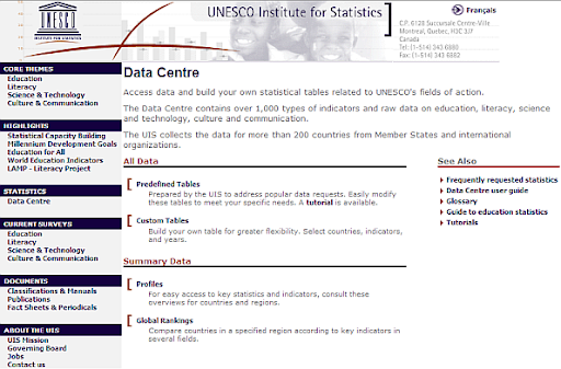 Screenshot of UIS Data Centre
