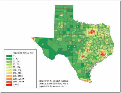 Texas population map