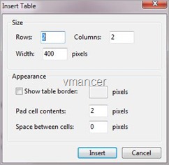 insert table - windows live writer - vmancer