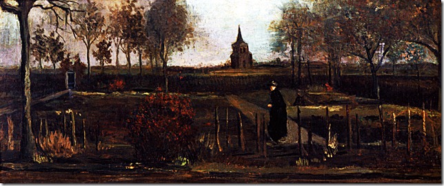 1884 Vincent Van Gogh   La Jardinière du presbytère de Nuenen  Huile sur papier sur panneau  25x57 cm  Groningen, Museum