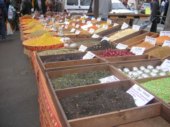open market, spices, arles, france