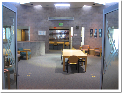 Mesa Public Library architecture: kiva-inspired reading room